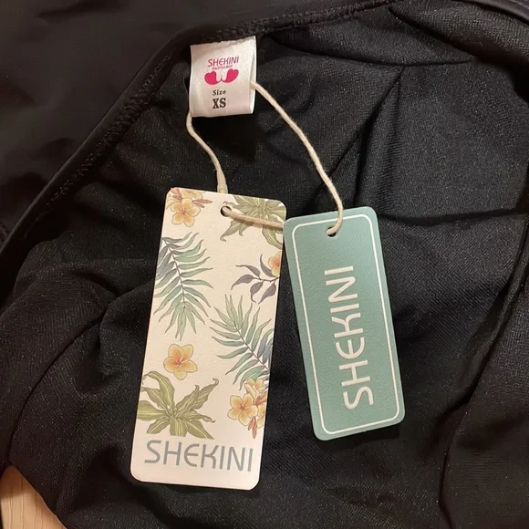 Shekini One-Piece Black Scoop Back Bathing Suit, sz XS - Picture 6 of 12